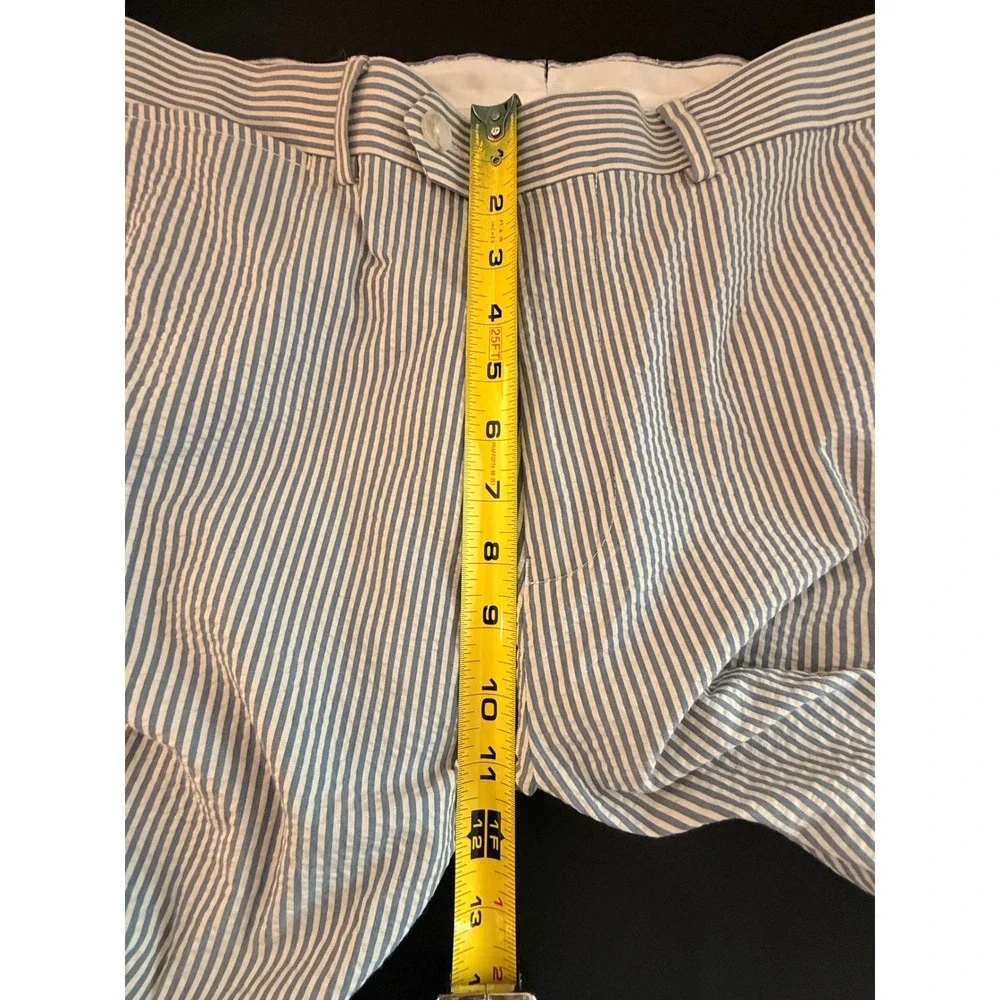 Cremieux Mens Preppy Seersucker Striped Cotton Pants Blue White 32x30